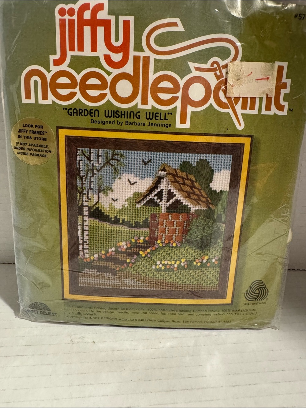 Needlepoint 'Garden Wishing Well' Vintage Needlepoint Kit - Green